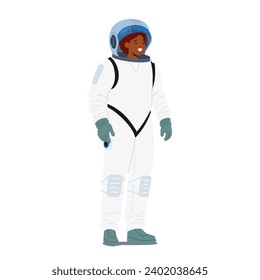 Isolated Female Astronaut Character, Clad In A Sleek Spacesuit, Stands Proudly, Embodying The Essence Of Space Exploration And The Awe-inspiring Profession Of Venturing Beyond Our Earthly Confines