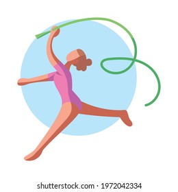 Isolated female athlete character icon practicing athletic