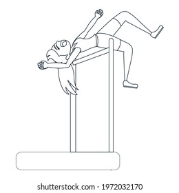 Isolated female athlete character practicing athletic