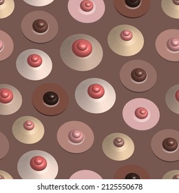 pechos femeninos aislados de diferente tamaño y color de piel vectorial sin fisuras