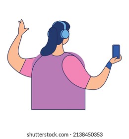 Isolated female character with a cellphone flat design icon Vector