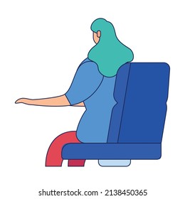 Isolated female character sitting on a chair flat design icon Vector