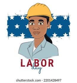 Isolated female engineer with uniform Labor day Vector