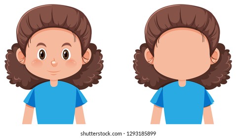 Isolated female facial character  illustration