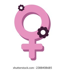Isolated female gender symbol icon with pair of flowers Vector
