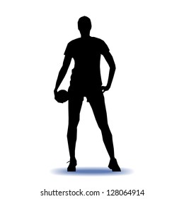 Isolated female handball player