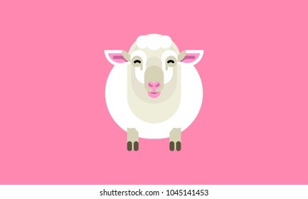 Isolated female sheep icon in modern flat style, with simple geometric shapes only