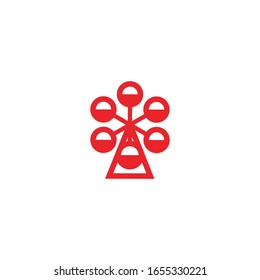 Isolated Ferris Weel Vector Icon, Emoji, Emoticon