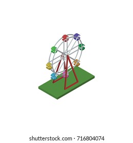 Isolated Ferris Wheel Isometric. Recreation Vector Element Can Be Used For Ferris, Wheel, Attraction Design Concept.