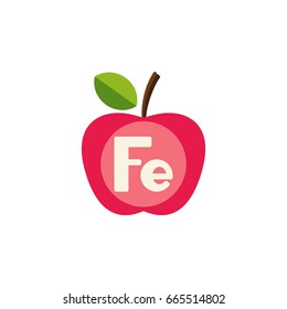 Isolated Ferrum Flat Icon. Apple Vector Element Can Be Used For Ferrum, Apple, Healthy Design Concept.