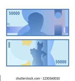 Isolated fifty thousand rupiah vector design. Indonesia rupiah paper money design