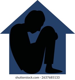 Isolated Figure Trapped Inside House Symbol	