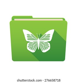 Isolated file folder icon with a butterfly