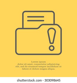 Isolated file folder icon with an exclamation sign