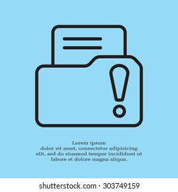 Isolated file folder icon with an exclamation sign