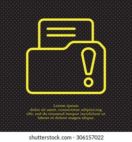 Isolated file folder icon with an exclamation sign