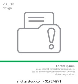 Isolated file folder icon with an exclamation sign