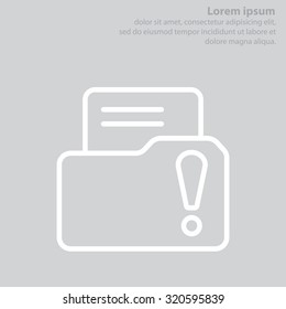 Isolated file folder icon with an exclamation sign