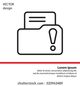 Isolated file folder icon with an exclamation sign