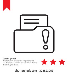 Isolated file folder icon with an exclamation sign