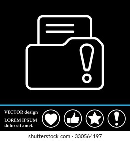 Isolated file folder icon with an exclamation sign