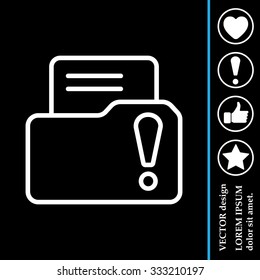 Isolated file folder icon with an exclamation sign