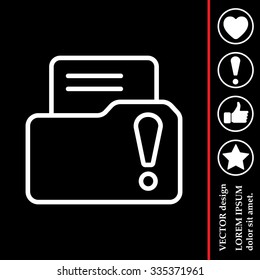 Isolated file folder icon with an exclamation sign