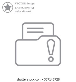 Isolated file folder icon with an exclamation sign