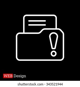 Isolated file folder icon with an exclamation sign