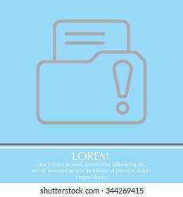 Isolated file folder icon with an exclamation sign