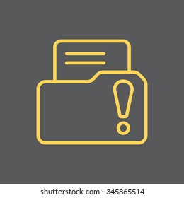 Isolated file folder icon with an exclamation sign