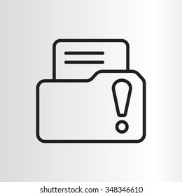 Isolated file folder icon with an exclamation sign