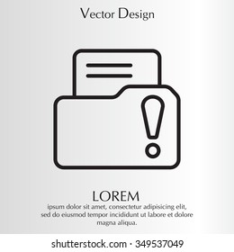 Isolated file folder icon with an exclamation sign