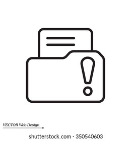 Isolated file folder icon with an exclamation sign
