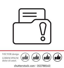 Isolated file folder icon with an exclamation sign