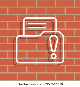 Isolated file folder icon with an exclamation sign