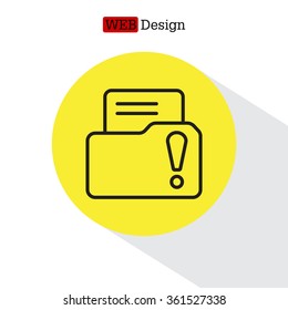Isolated file folder icon with an exclamation sign