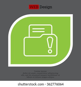 Isolated file folder icon with an exclamation sign