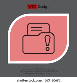 Isolated file folder icon with an exclamation sign