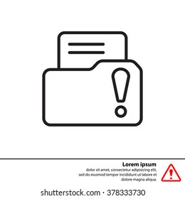 Isolated file folder icon with an exclamation sign