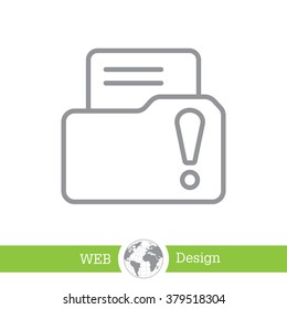 Isolated file folder icon with an exclamation sign