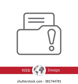 Isolated file folder icon with an exclamation sign