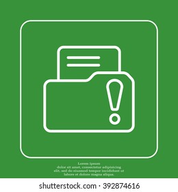 Isolated file folder icon with an exclamation sign