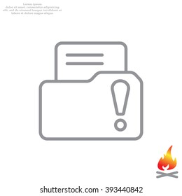 Isolated file folder icon with an exclamation sign