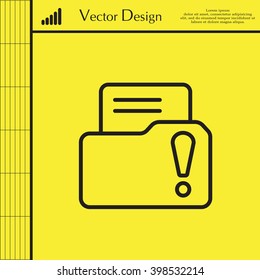 Isolated file folder icon with an exclamation sign