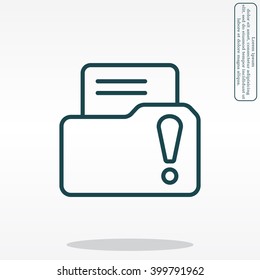 Isolated file folder icon with an exclamation sign