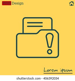 Isolated file folder icon with an exclamation sign