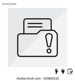 Isolated file folder icon with an exclamation sign