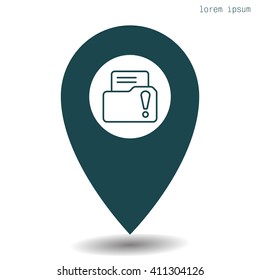 Isolated file folder icon with an exclamation sign