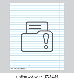 Isolated file folder icon with an exclamation sign